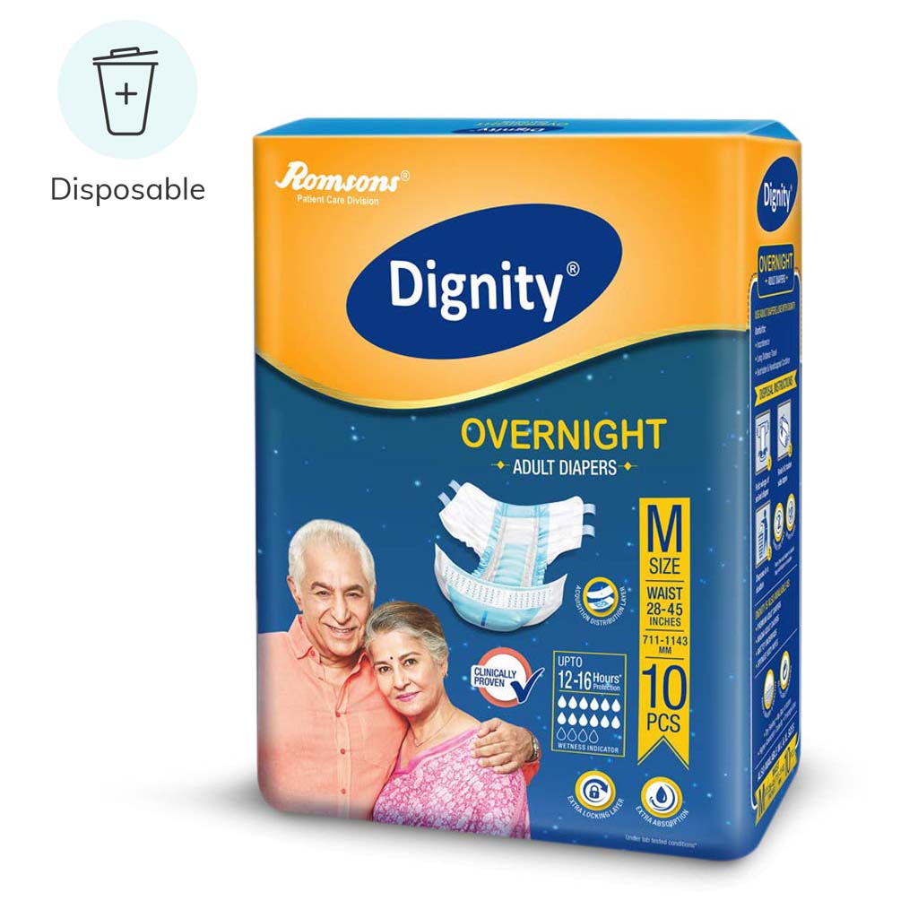 Buy Romsons Dignity Overnight Adult Diapers (12 - 16 hrs) for Incontinence  - Hey Zindagi